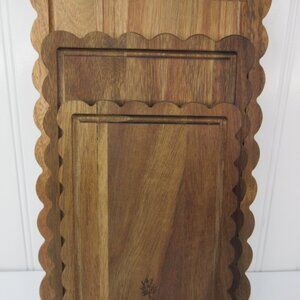 Pioneer Woman Scalloped Cutting Boards Kitchen Board 3pc Set Acacia Wood New C